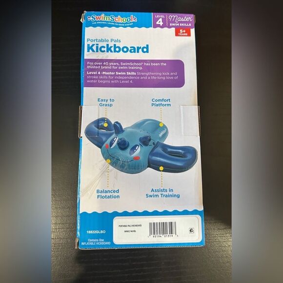 SwimSchool - Inflatable Blue Dino Pool Float, Kids Swimming Kickboard, Ages 5+ - Picture 10 of 10